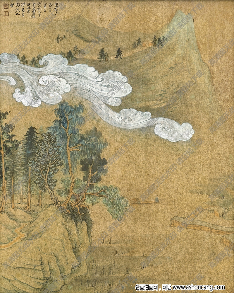 張大千作品_山水畫_壬辰七夕后一日作_高清國畫下載