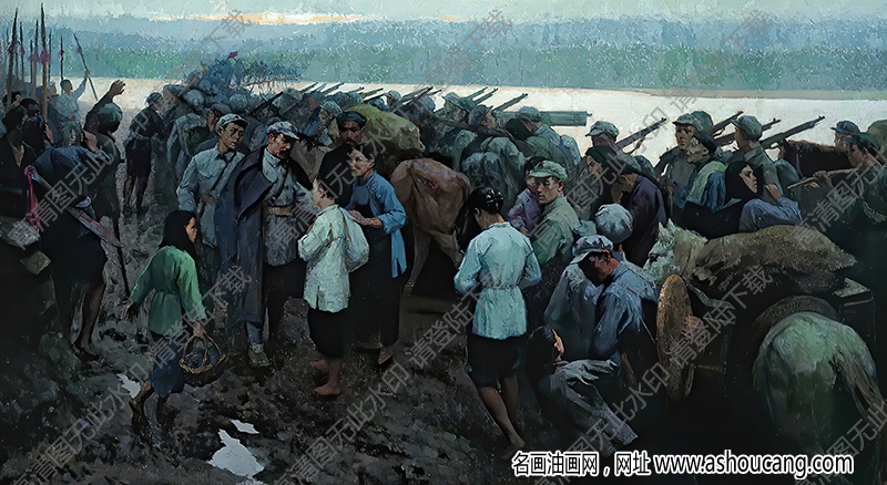 靳尚誼油畫作品_長征開始時的送別_高清大圖下載