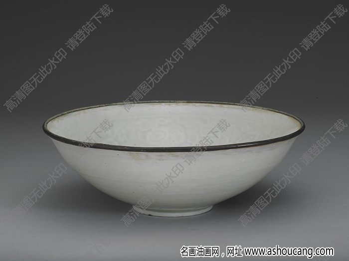 宋 青白瓷印花博古花卉紋碗 高清大圖下載
