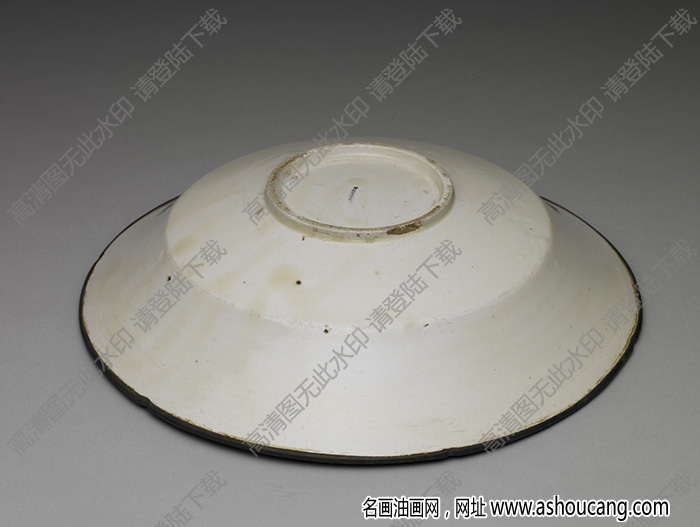 北宋至金 定窯白瓷劃花牡丹紋葵瓣口盤 高清大圖下載