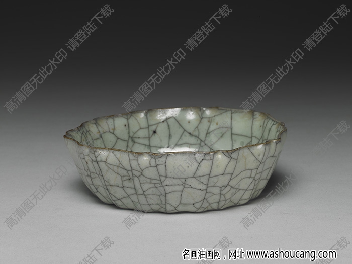 宋 哥窯月白牡丹花式小洗 高清大圖下載