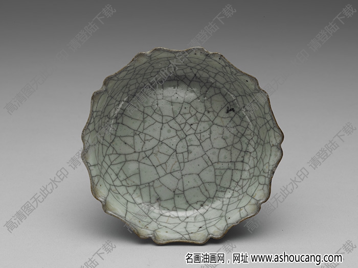 宋 哥窯月白牡丹花式小洗 高清大圖下載