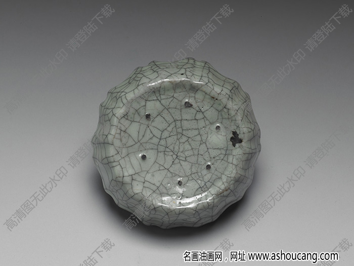宋 哥窯月白牡丹花式小洗 高清大圖下載