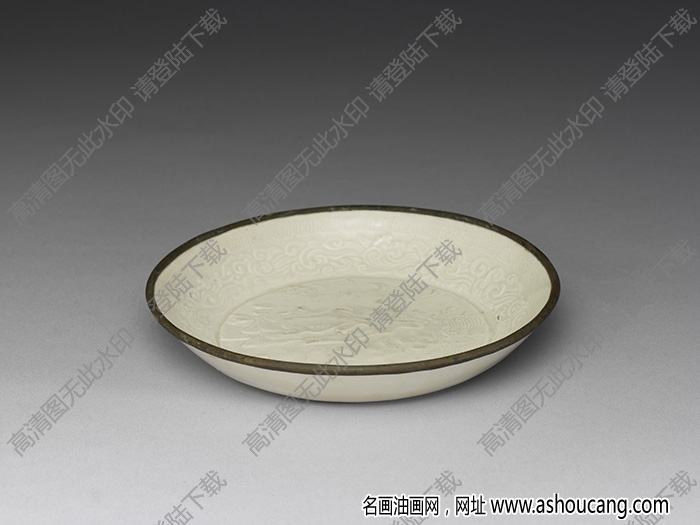 宋 定窯印花吳牛喘月碟 高清大圖下載