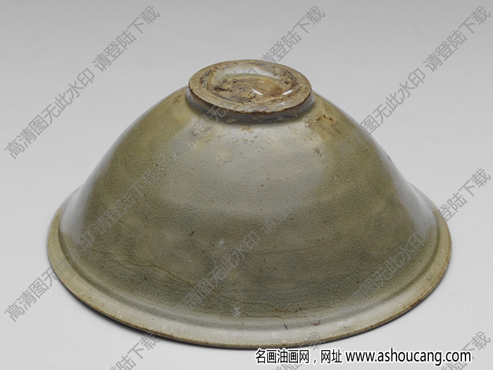 宋 耀州窯青瓷印花菊花紋茶盞 高清大圖下載