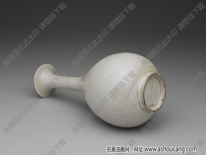 北宋 定窯劃花蓮紋長(zhǎng)頸瓶 高清大圖下載