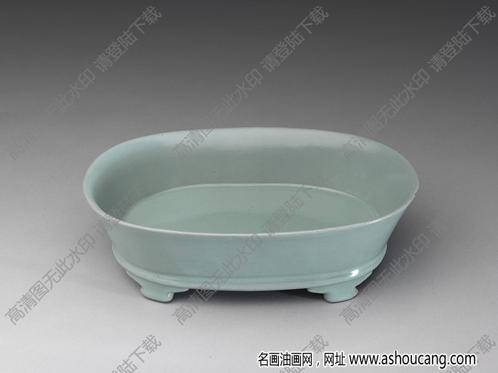 北宋 汝窯青瓷無紋水仙盆 高清大圖下載