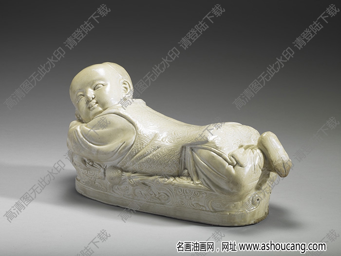 北宋 定窯白瓷嬰兒枕 高清大圖下載