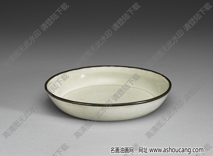 北宋 定窯白瓷劃花牡丹紋碟 高清大圖下載