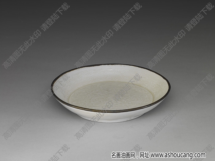 北宋—金 定窯白瓷印花蟠龍紋碟 高清大圖下載