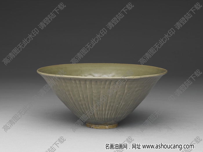 北宋 耀州窯青瓷印花菊花碗 高清大圖下載