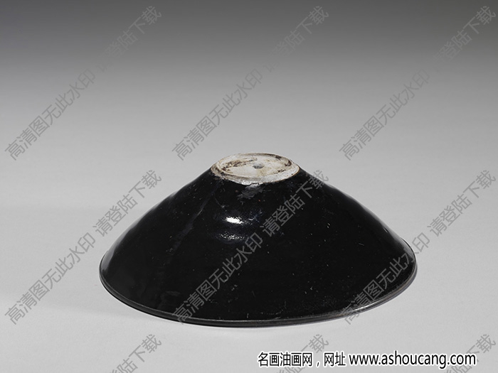 南宋 吉州窯烏金釉葉紋碗 高清大圖下載