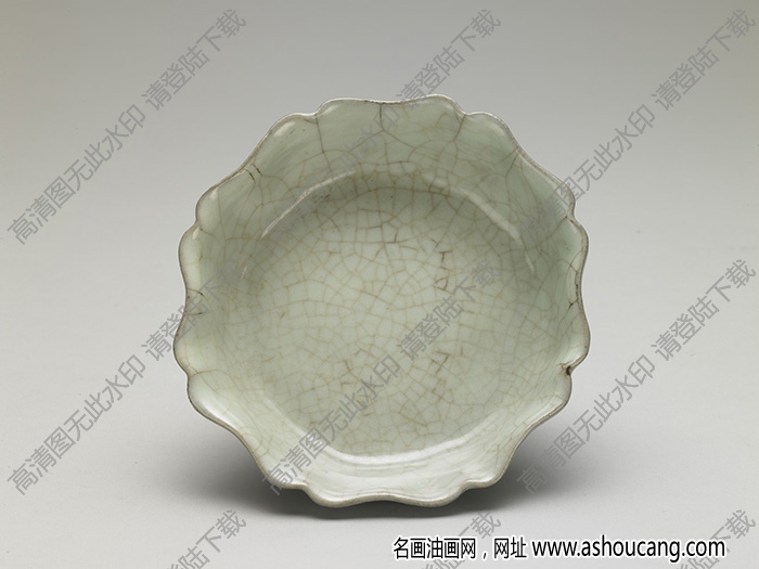 南宋-元 官窯青瓷花式洗 高清大圖下載