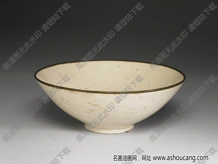 金 定窯印花分格四季花卉碗 高清大圖下載
