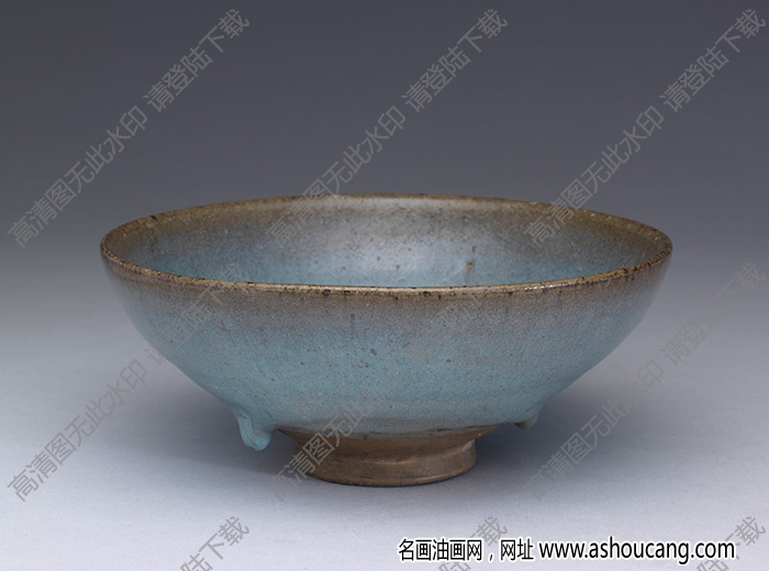 元 鈞窯天藍碗 高清大圖下載