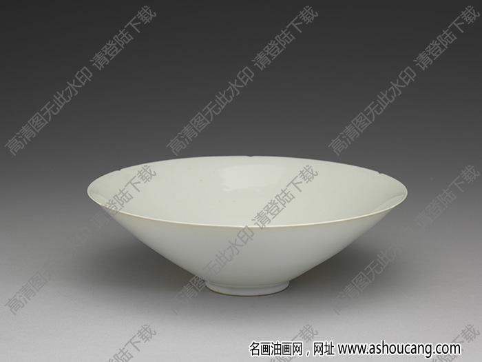 明 甜白半脫胎葵瓣口碗 高清大圖下載