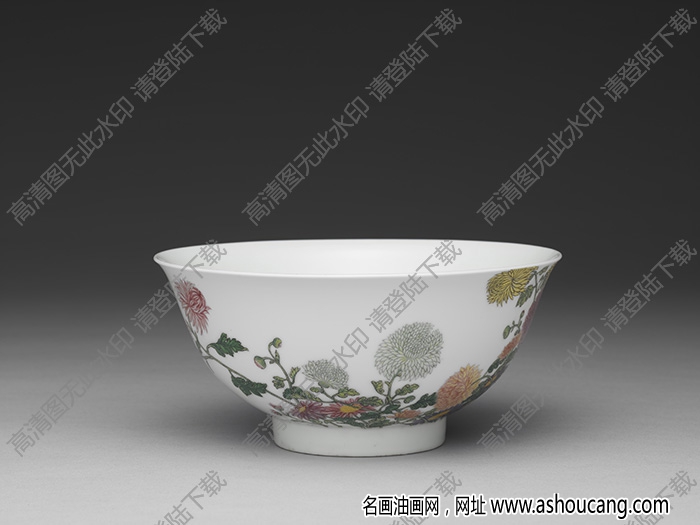 清雍正 琺瑯彩菊花碗 高清大圖下載