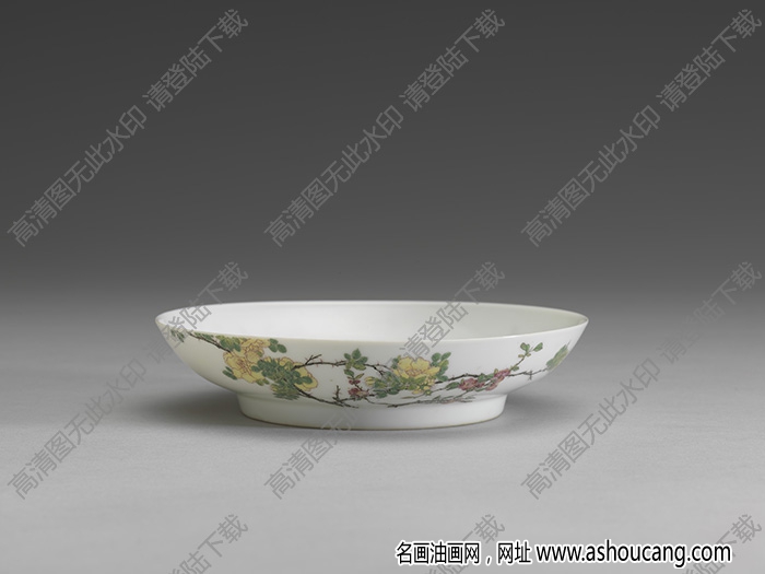 清雍正 琺瑯彩瓷薔薇花碟 高清大圖下載