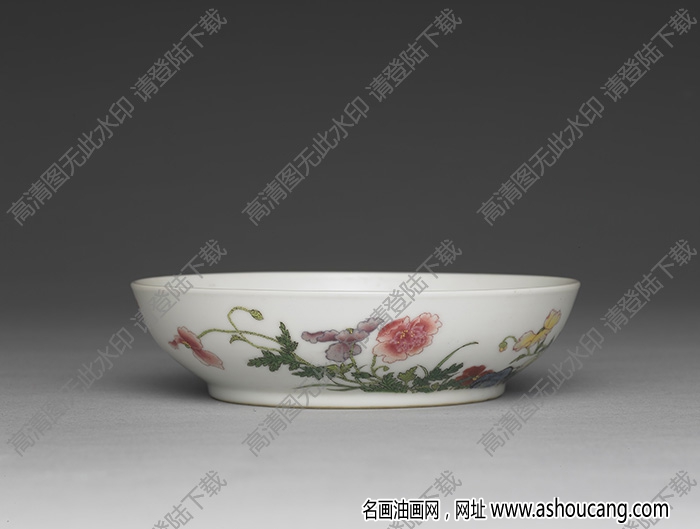 清雍正 琺瑯彩瓷虞美人花碟 高清大圖下載