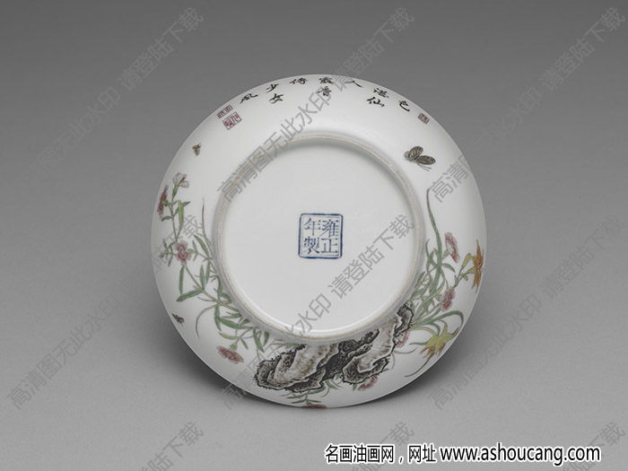 清雍正 琺瑯彩瓷萱花月季碟 高清大圖下載