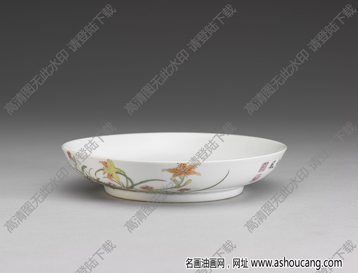 清雍正 琺瑯彩瓷萱花月季碟 高清大圖下載