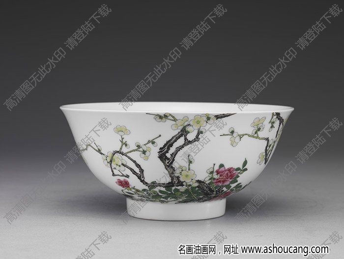 清雍正 琺瑯彩瓷眉?jí)坶L(zhǎng)春圖碗 高清大圖下載