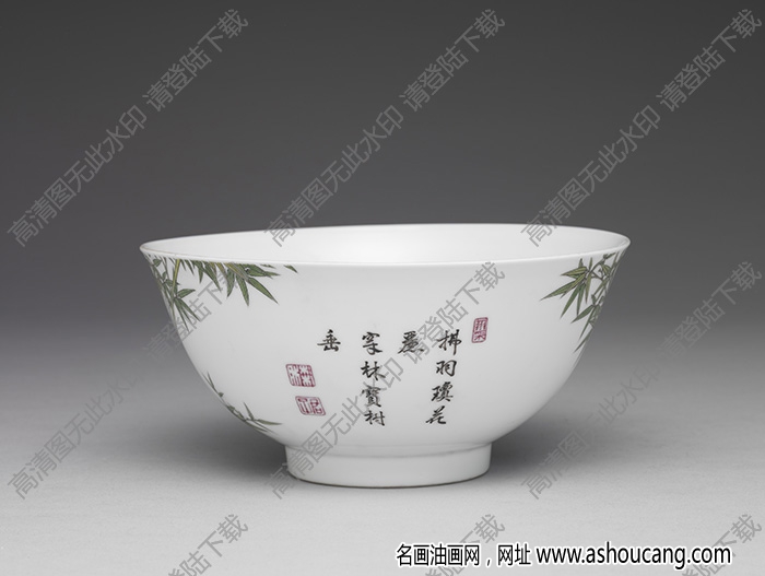 清雍正 琺瑯彩瓷竹鵲碗 高清大圖下載