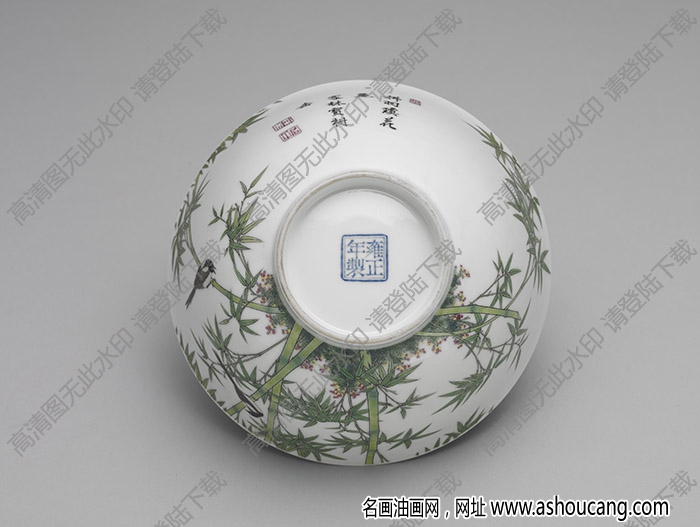 清雍正 琺瑯彩瓷竹鵲碗 高清大圖下載