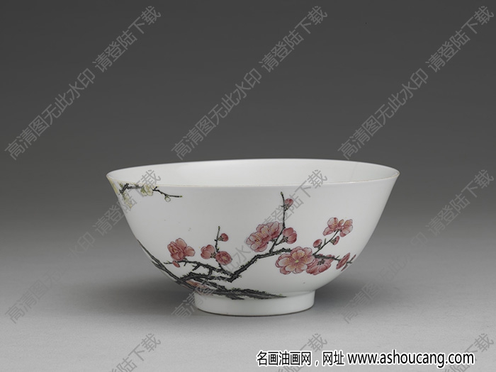 清雍正 琺瑯彩梅花紋碗 高清大圖下載
