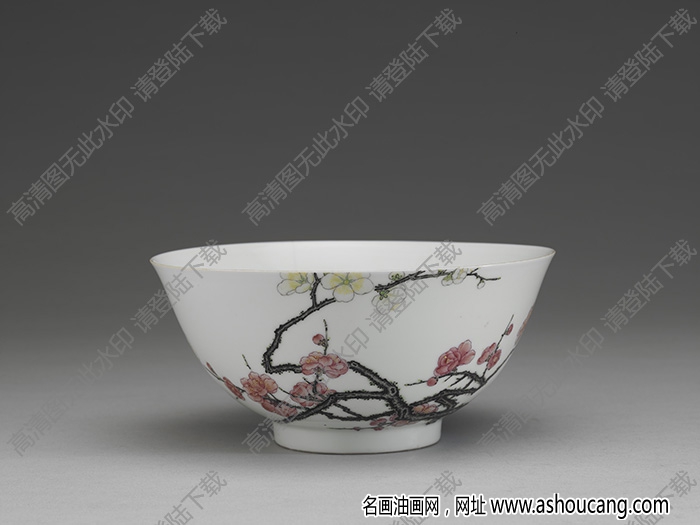 清雍正 琺瑯彩梅花紋碗 高清大圖下載