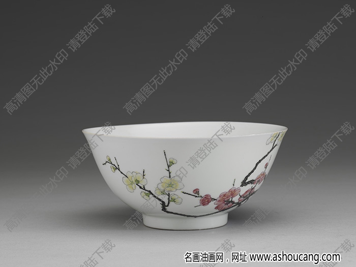 清雍正 琺瑯彩梅花紋碗 高清大圖下載