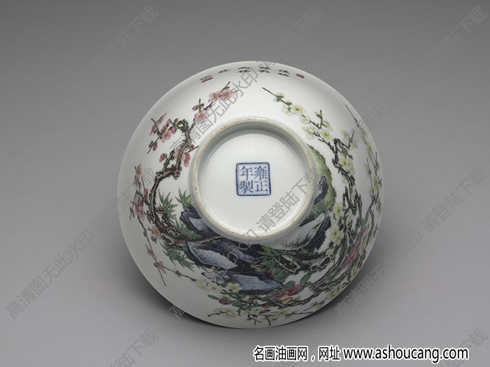 清雍正 琺瑯彩山茶梅花碗 高清大圖下載