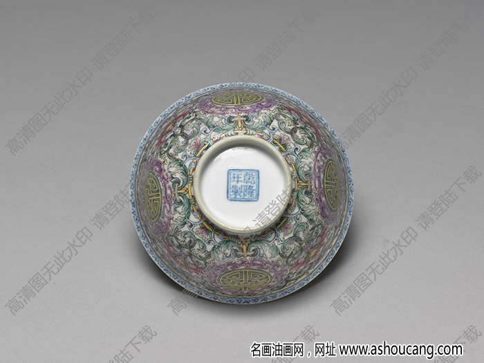 清乾隆 琺瑯彩番花壽字茶碗 高清大圖下載