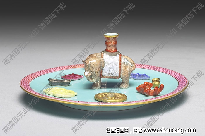 清乾隆 粉彩寶象八寶香插 高清大圖下載