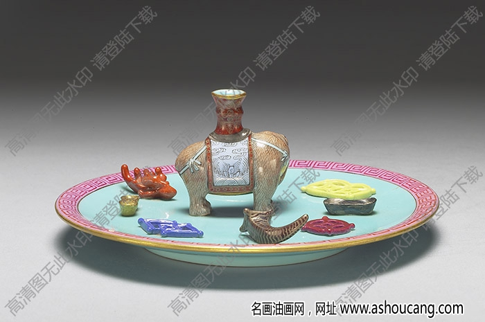 清乾隆 粉彩寶象八寶香插 高清大圖下載