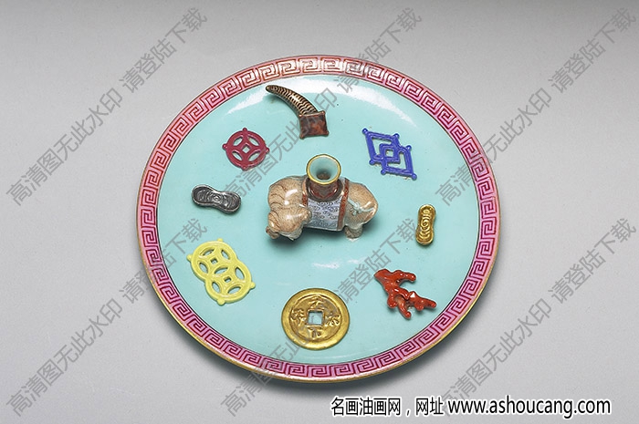 清乾隆 綠地粉彩太平有象香插 高清大圖下載
