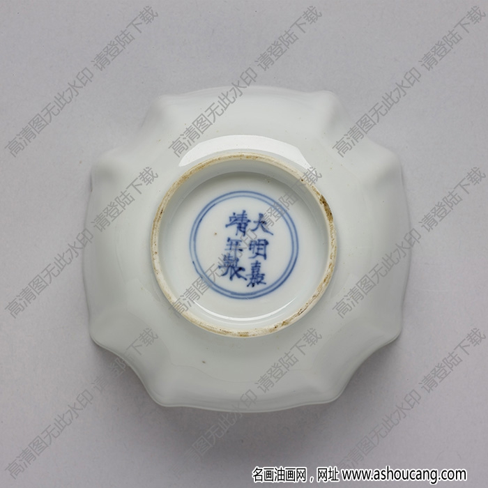 明嘉靖 甜白八方茶鐘 高清大圖下載