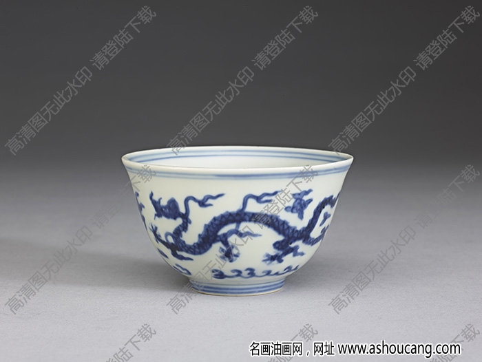 明嘉靖 青花云龍紋茶鐘 高清大圖下載