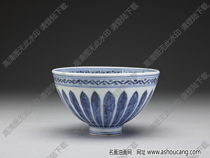 明宣德 青花蓮瓣紋小蓮子碗 高清大圖下載