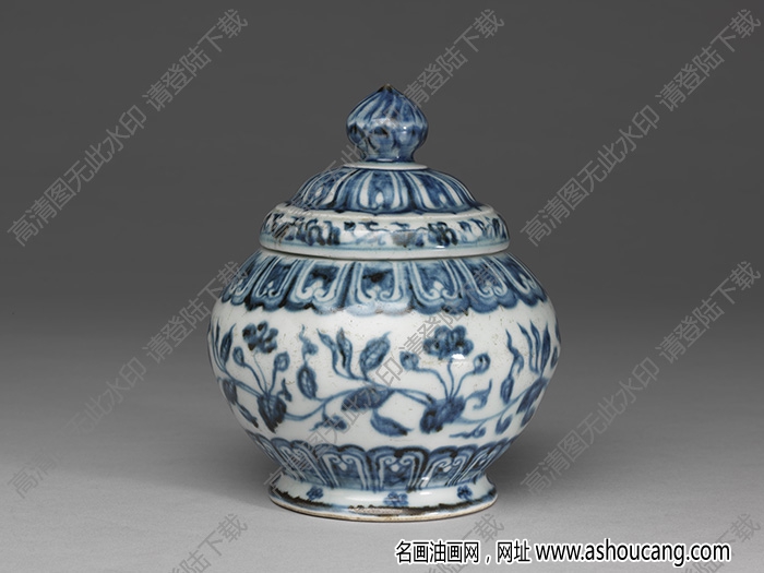 明宣德 青花轉(zhuǎn)枝海棠紋茶葉罐 高清大圖下載