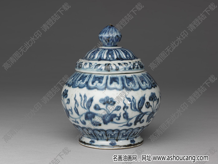 明宣德 青花轉(zhuǎn)枝海棠紋茶葉罐 高清大圖下載