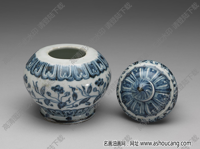 明宣德 青花轉(zhuǎn)枝海棠紋茶葉罐 高清大圖下載