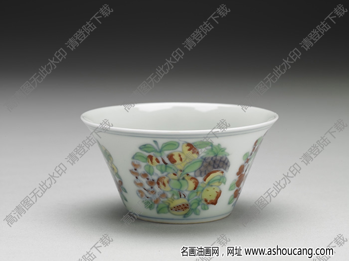 明成化 斗彩四季團花果紋杯 高清大圖下載