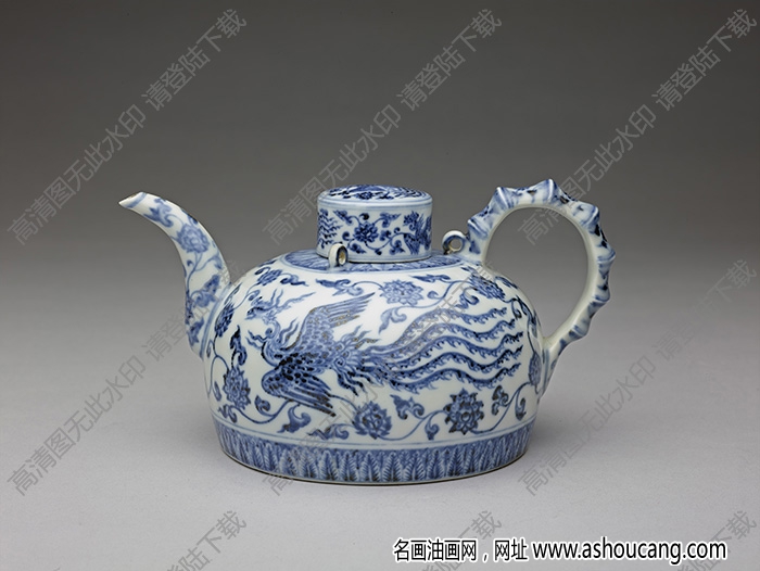 明永樂 青花鳳凰紋三系茶壺 高清大圖下載