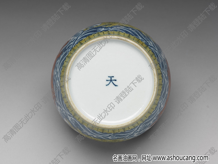 明成化 天字款斗彩波濤飛象蓋罐 高清大圖下載
