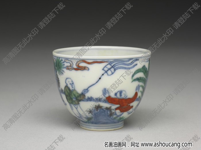 明成化 斗彩嬰戲杯 高清大圖下載