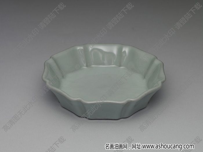 清乾隆 仿官釉青瓷花式洗 高清大圖下載