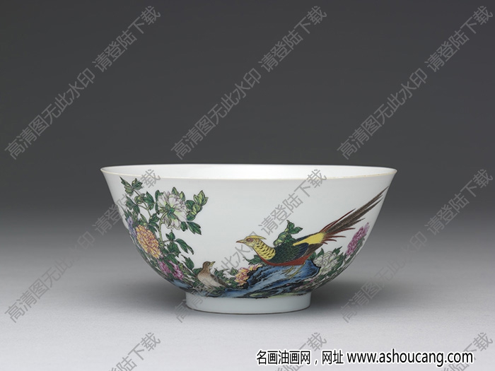 清雍正 琺瑯彩瓷錦堂富貴圖碗 高清大圖下載