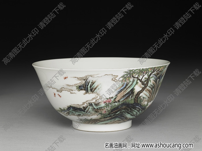 清雍正 琺瑯彩瓷壽山福海圖碗 高清大圖下載