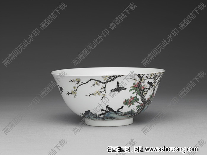 清雍正 琺瑯彩瓷茶梅十二喜碗 高清大圖下載